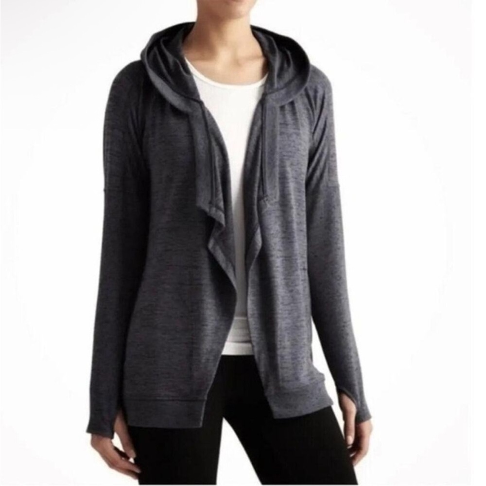 Athleta Blissful Open Front Hooded Cardigan Sweater